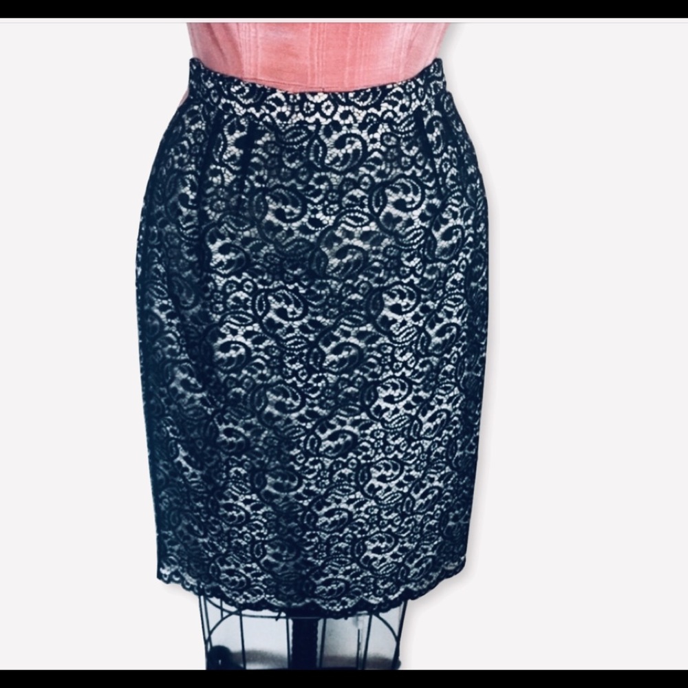 Emmanuel Ungaro Black Lace Pencil Skirt sz 2